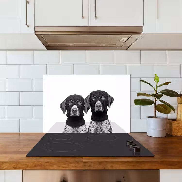 Spatscherm keuken - Honden - Bivakmuts - Zwart - wit — 6