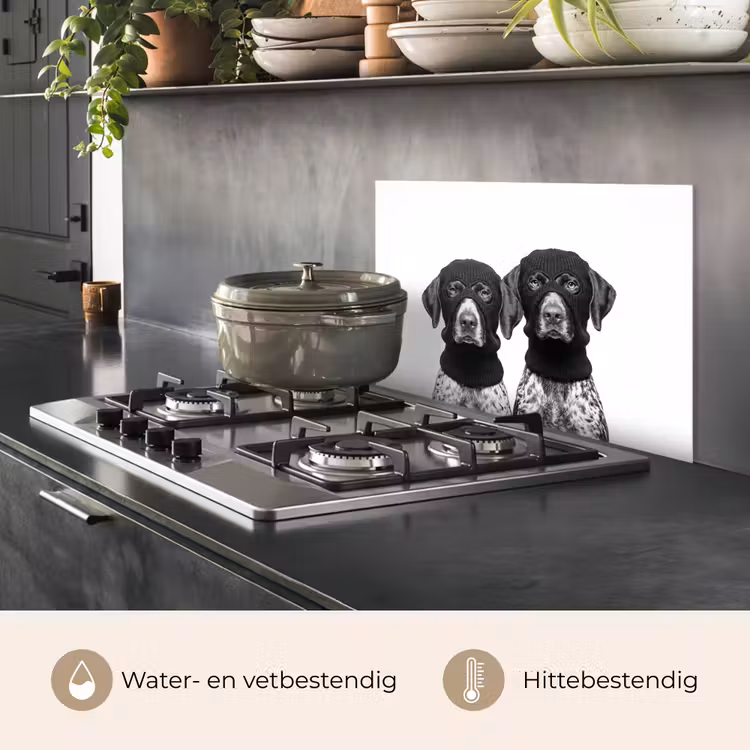 Spatscherm keuken - Honden - Bivakmuts - Zwart - wit — 7