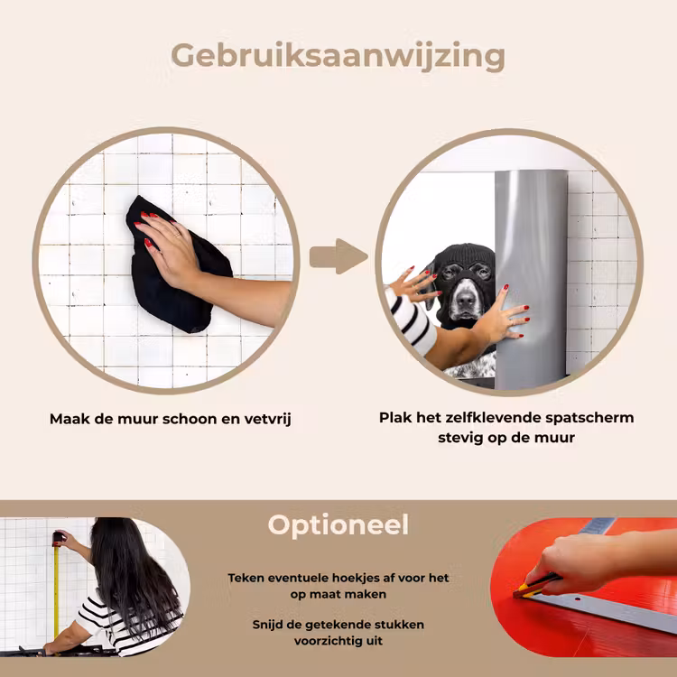 Spatscherm keuken - Honden - Bivakmuts - Zwart - wit — 8