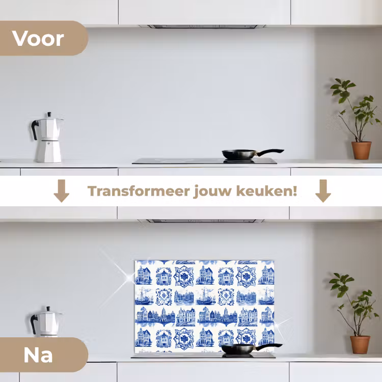 Spatscherm keuken - Huizen - Schepen - Blauw — 3