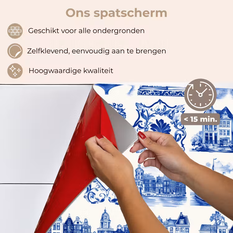 Spatscherm keuken - Huizen - Schepen - Blauw — 4