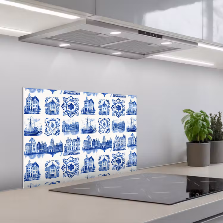 Spatscherm keuken - Huizen - Schepen - Blauw — 5