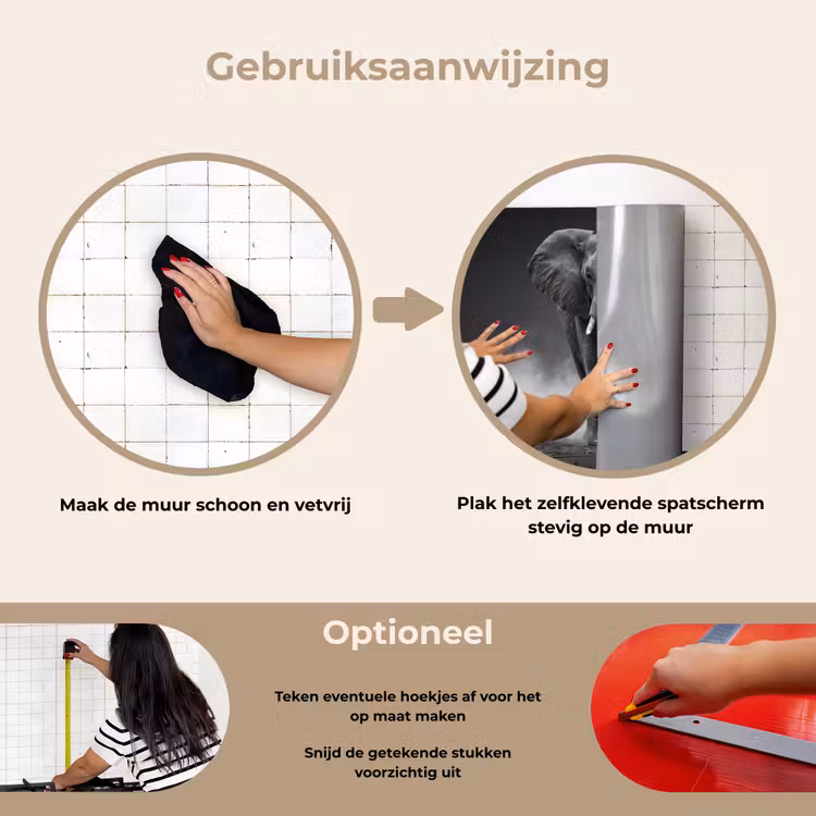 Spatscherm keuken - Olifant - Zwart - Wit - Rook — 8