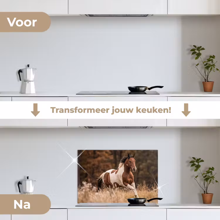 Spatscherm keuken - Paard - Bruin - Gras — 3