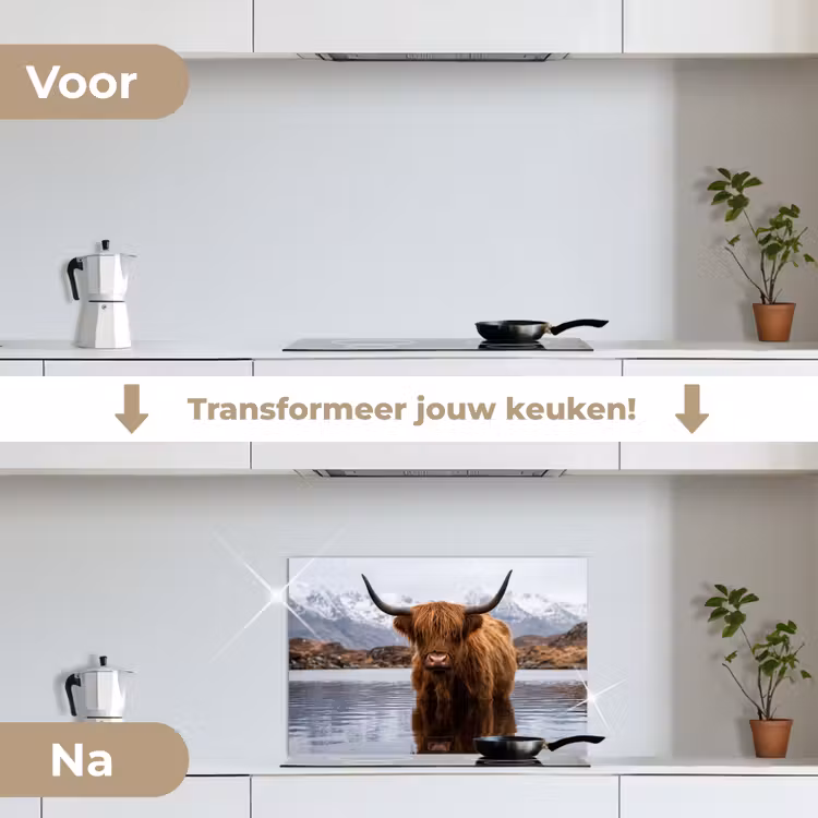 Spatscherm keuken - Schotse hooglander - Bruin - Water — 3