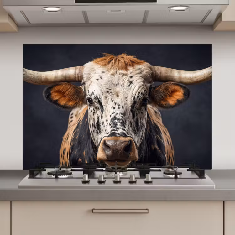 Spatscherm keuken - Stier - Kleurrijk - Hoorns — 1