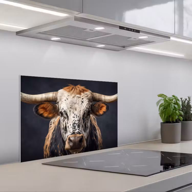 Spatscherm keuken - Stier - Kleurrijk - Hoorns — 5