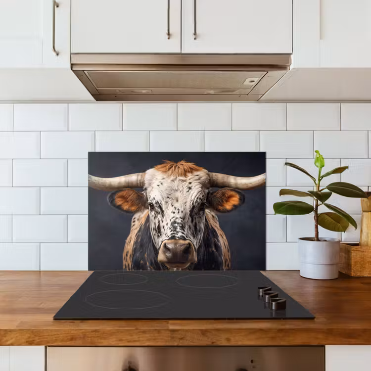 Spatscherm keuken - Stier - Kleurrijk - Hoorns — 6