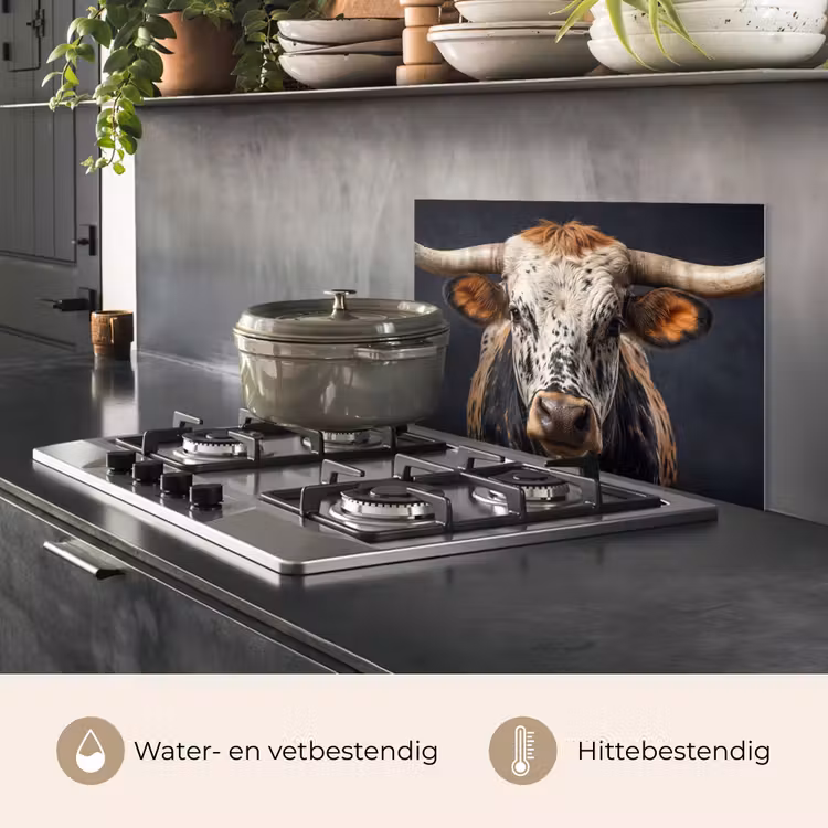 Spatscherm keuken - Stier - Kleurrijk - Hoorns — 7