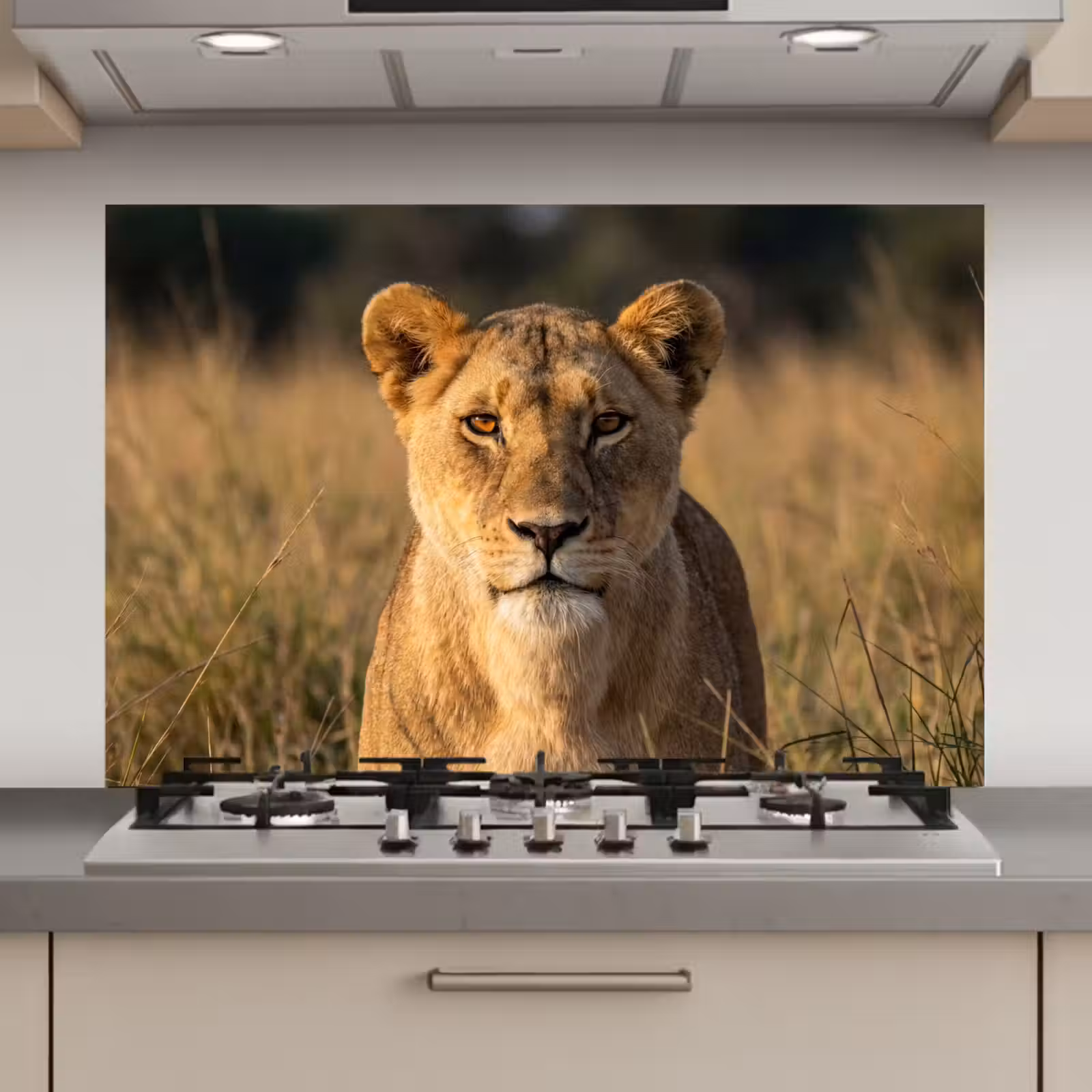 Spatscherm keuken - Leeuwin - Gras - Geel — 1