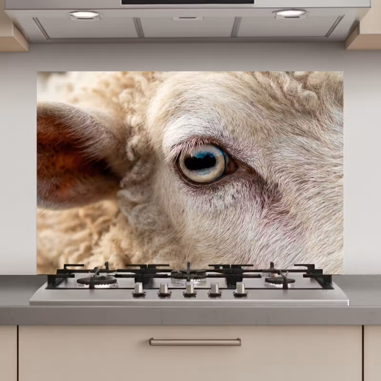Spatscherm keuken - Schaap - Oog - Wit — 1