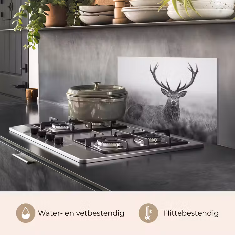 Spatscherm keuken - Hert - Mistig - Zwart - Wit — 7