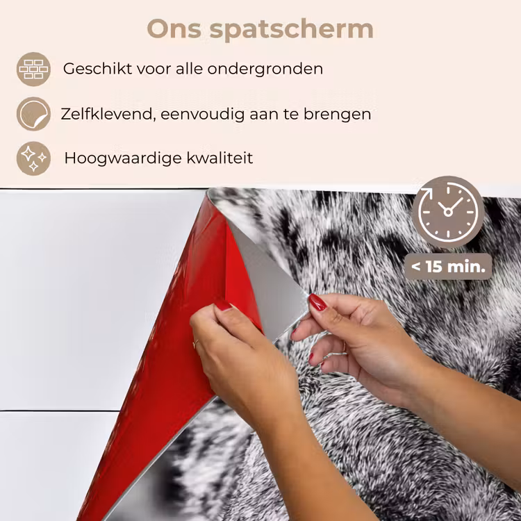 Spatscherm keuken - Luipaard - Zwart - Wit - Oog — 4