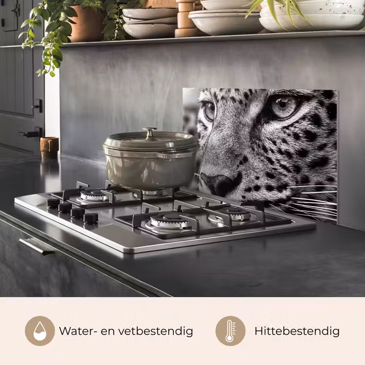 Spatscherm keuken - Luipaard - Zwart - Wit - Oog — 7