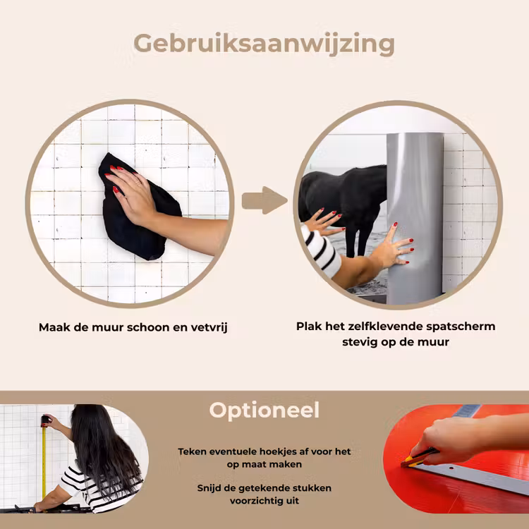 Spatscherm keuken - Paard - Auto - Zwart - Wit — 8