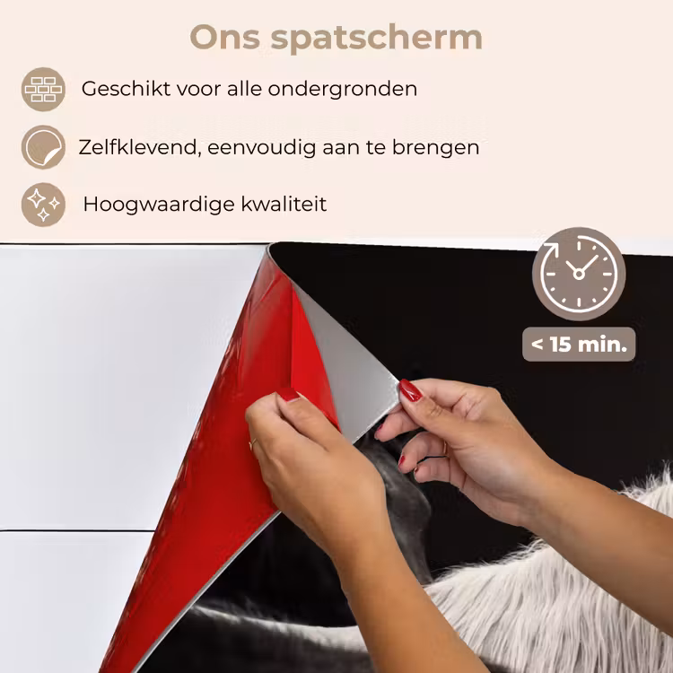 Spatscherm keuken - Paarden - Zwart - Wit - Kudde — 4