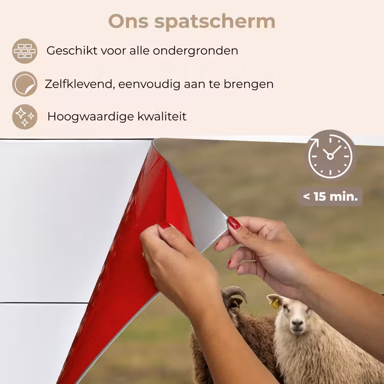 Spatscherm keuken - Schapen - Bruin - Wit - Grindpad — 4