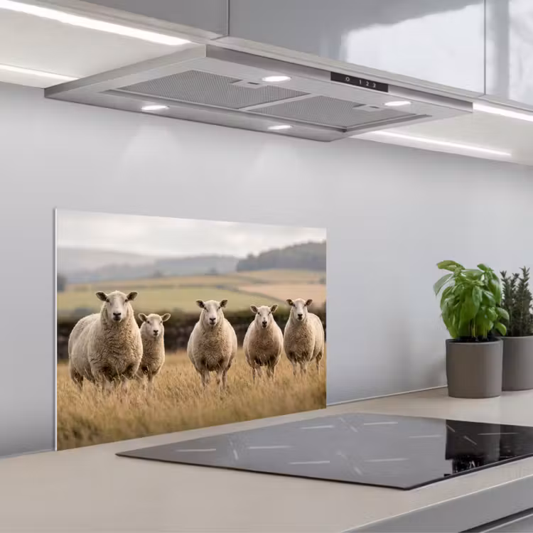 Spatscherm keuken - Schapen - Weidenlandschap - Heuvels — 5
