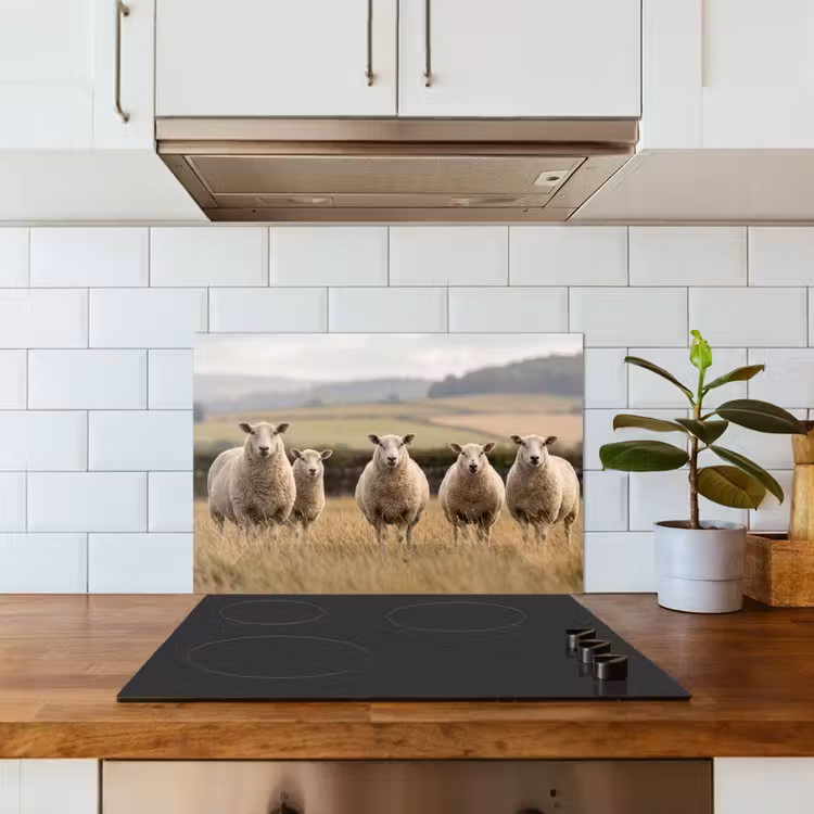 Spatscherm keuken - Schapen - Weidenlandschap - Heuvels — 6