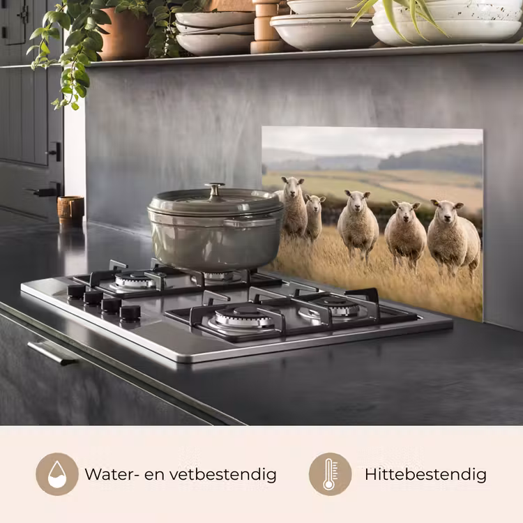 Spatscherm keuken - Schapen - Weidenlandschap - Heuvels — 7