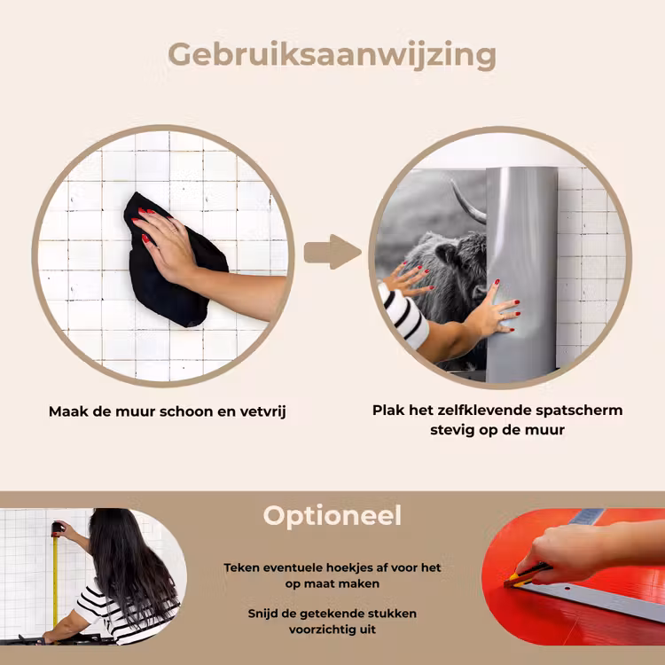Spatscherm keuken - Schotse hooglander - Kalf - Zwart - Wit — 8