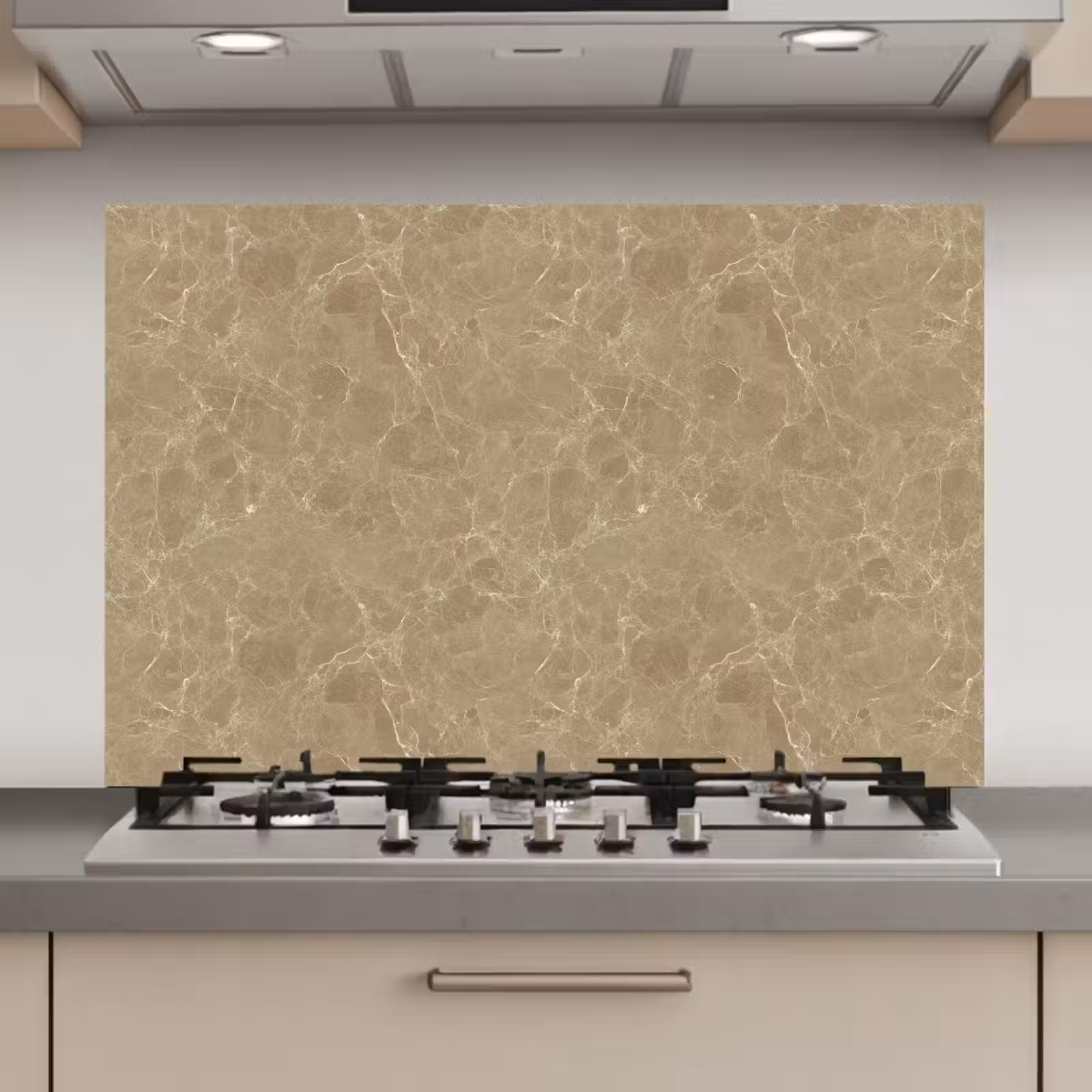 Spatscherm keuken - Beige - Marmer - Witte aders — 1