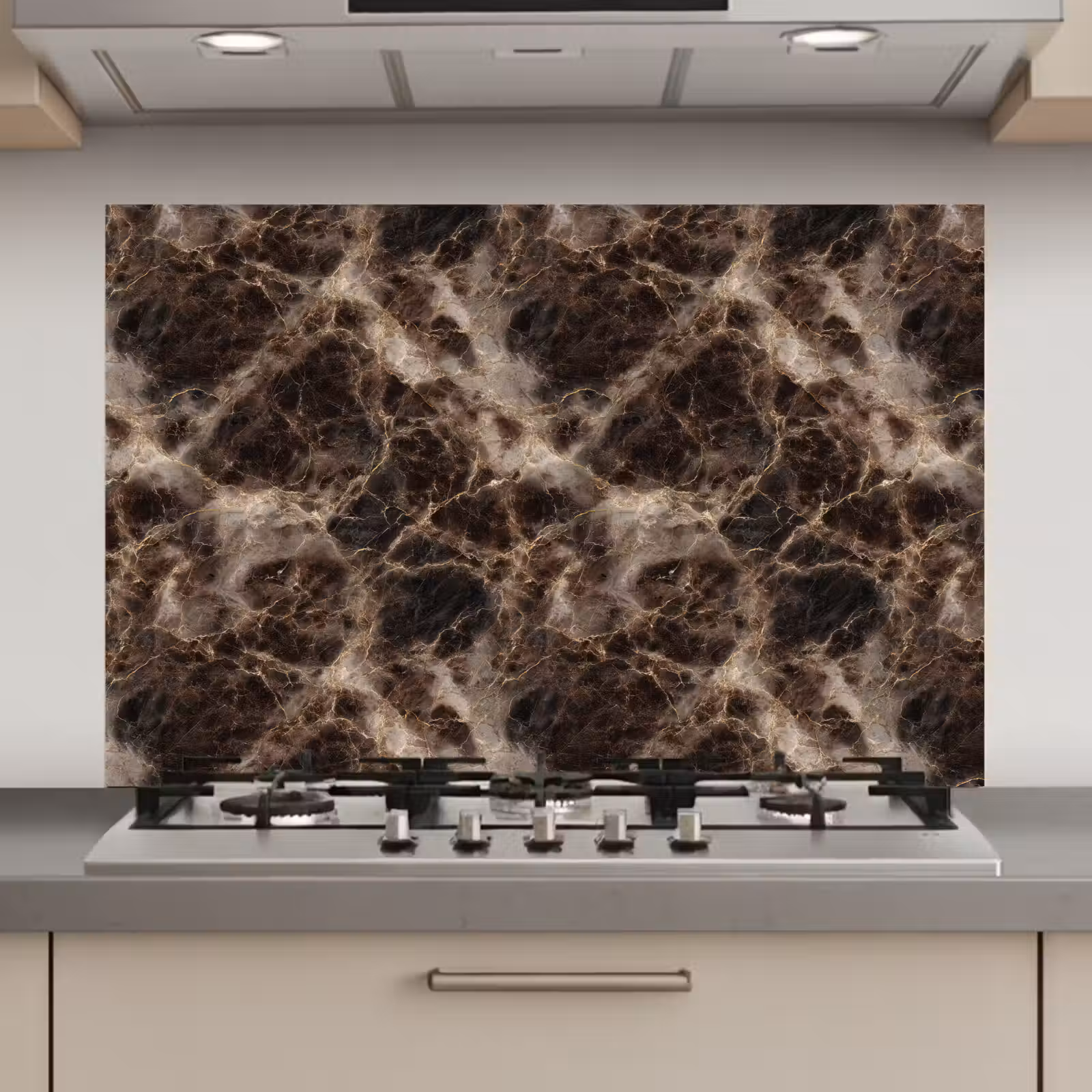 Spatscherm keuken - Bruin - Goud - Marmer — 1