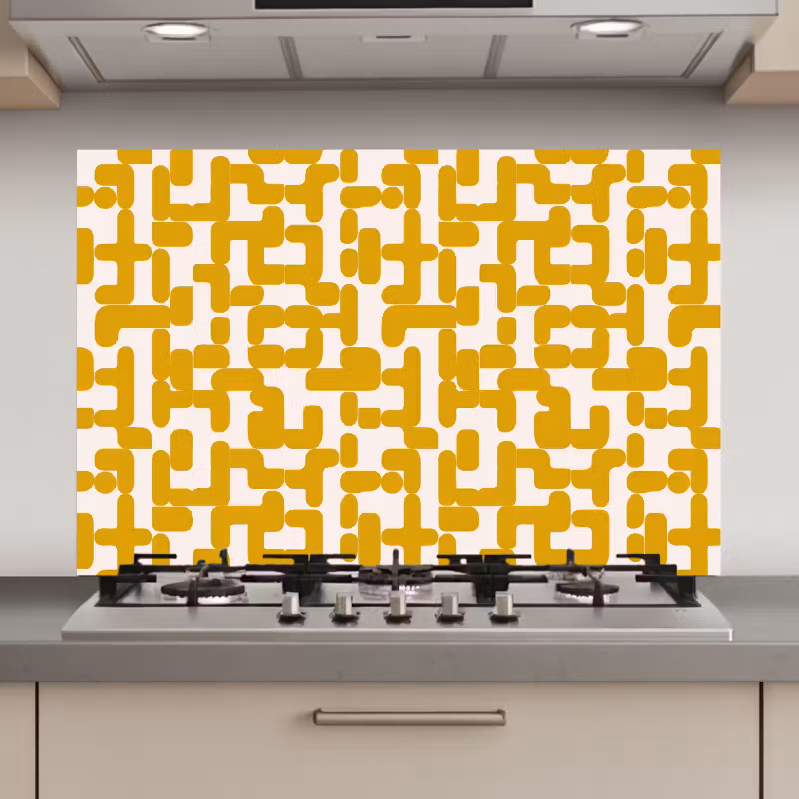 Spatscherm keuken - Geel - Beige - Patroon — 1