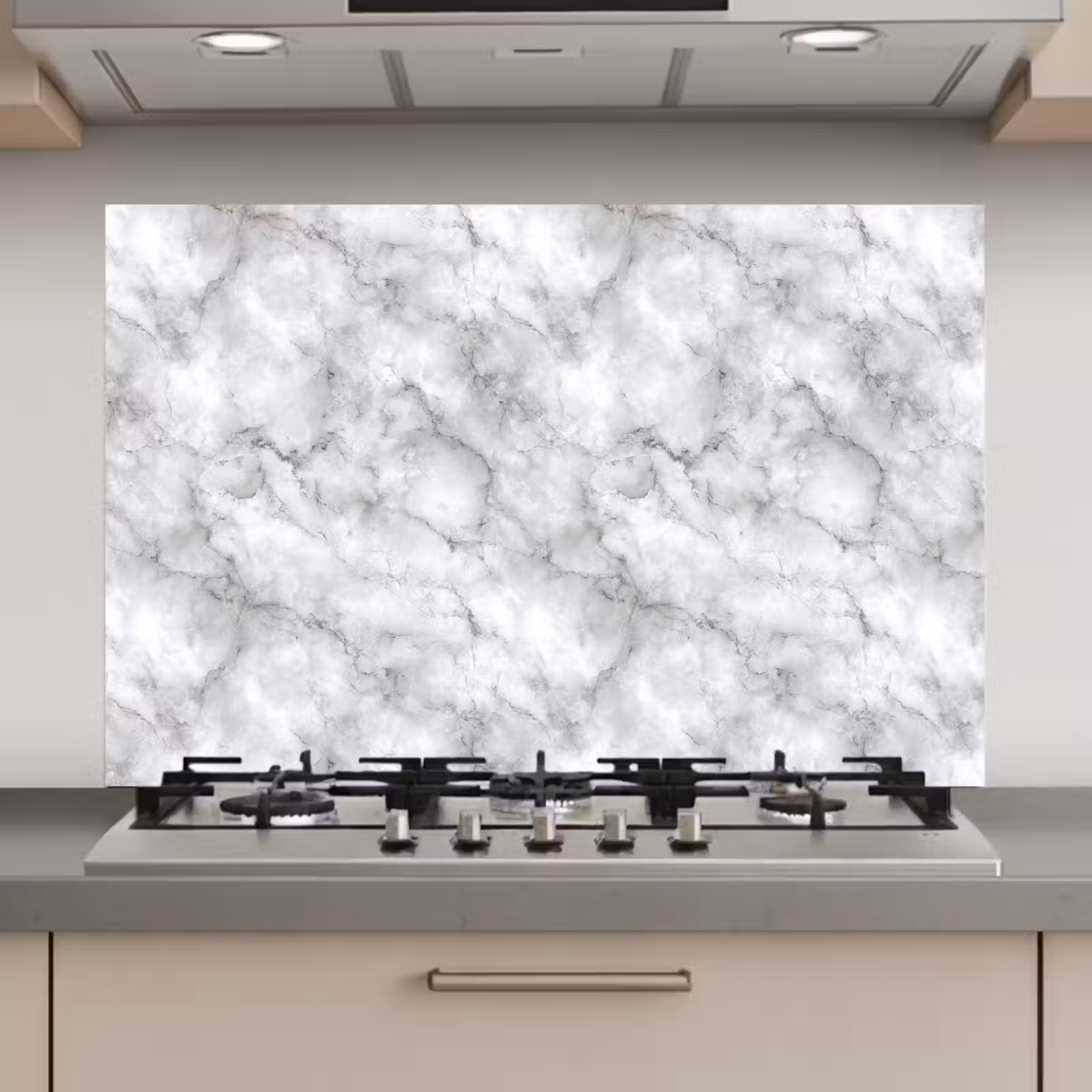 Spatscherm keuken - Grijs - Marmer - Klassiek - Aders — 1