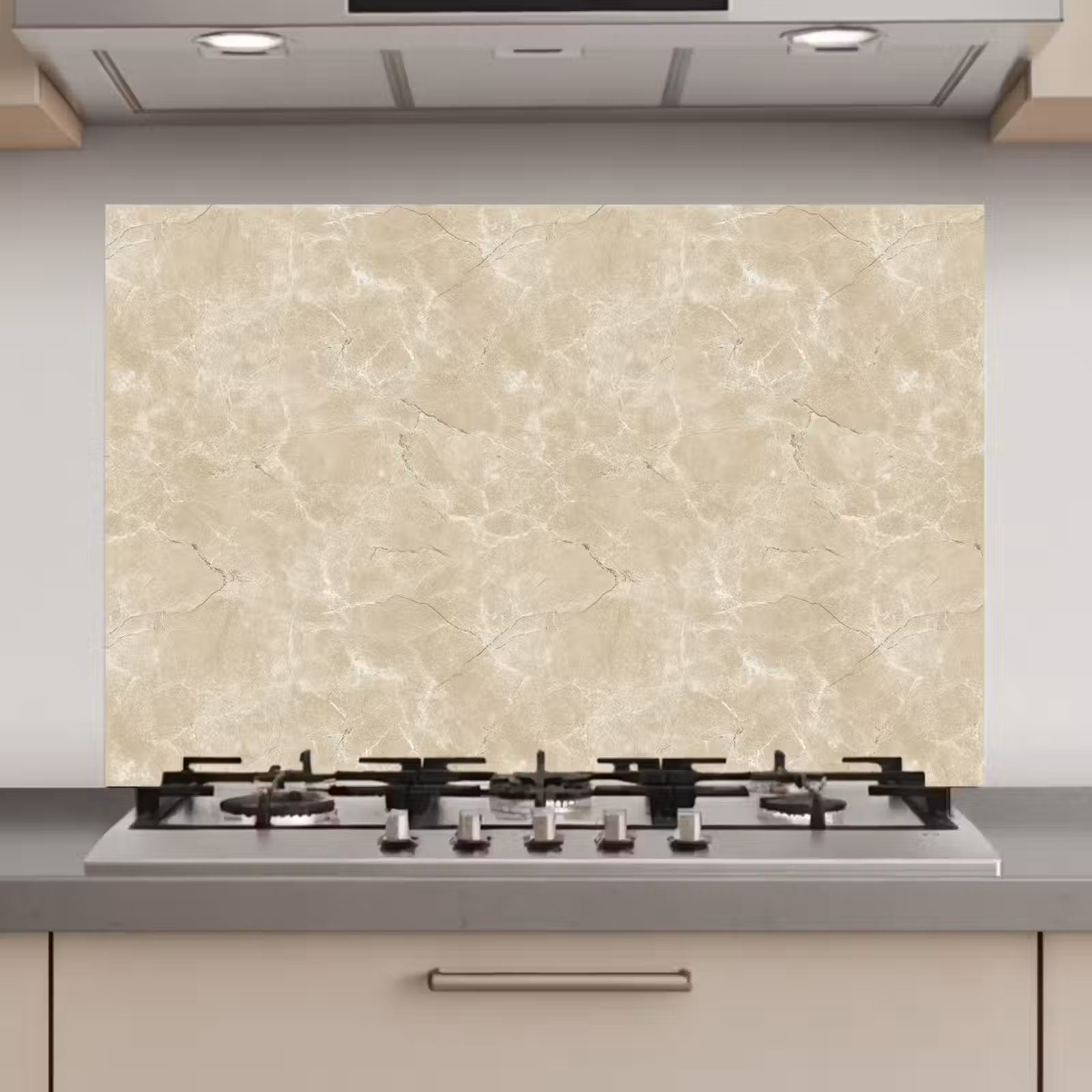 Spatscherm keuken - Lichtbeige - Marmer - Diffusie adering — 1