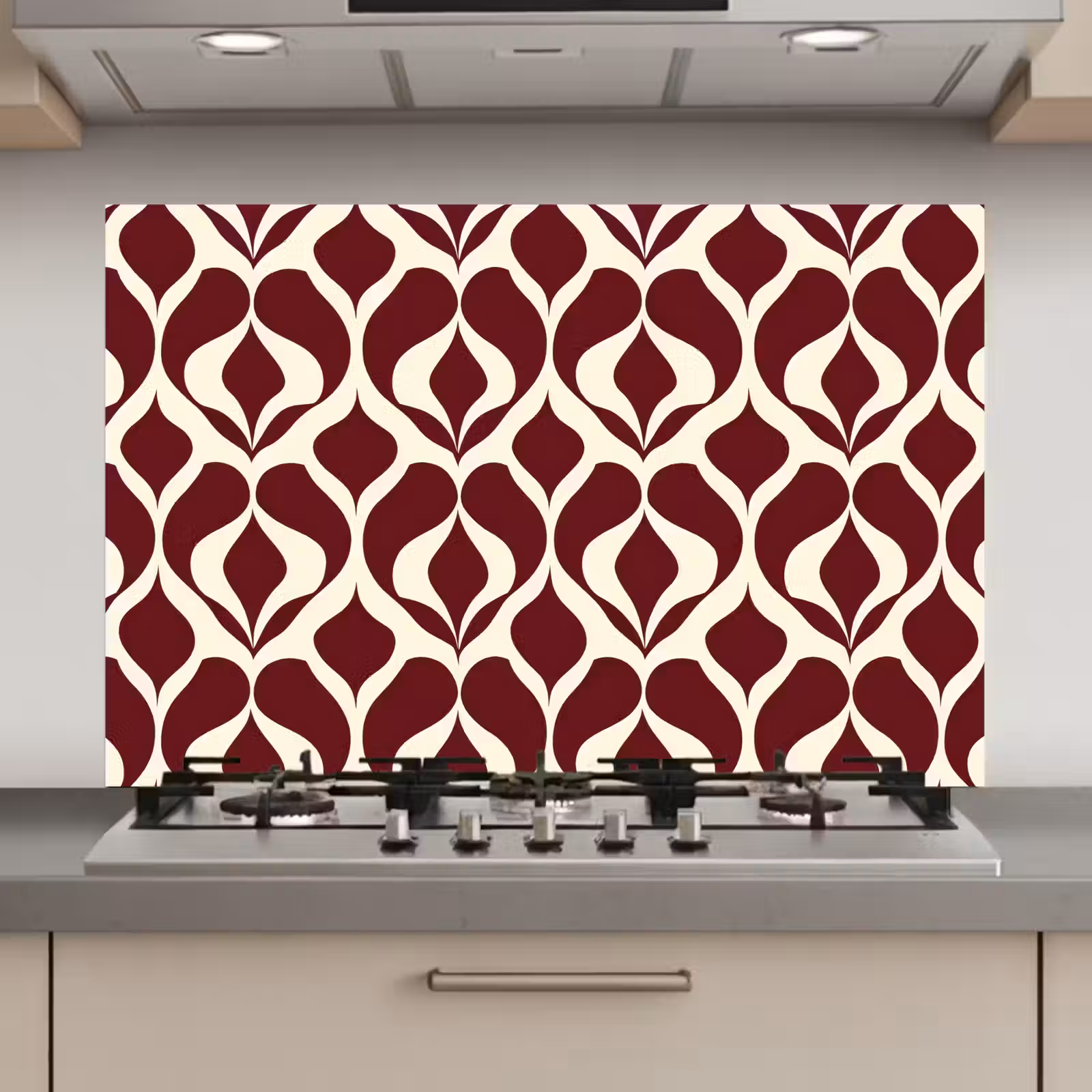 Spatscherm keuken - Rood - Druppelpatroon - Grafisch — 1