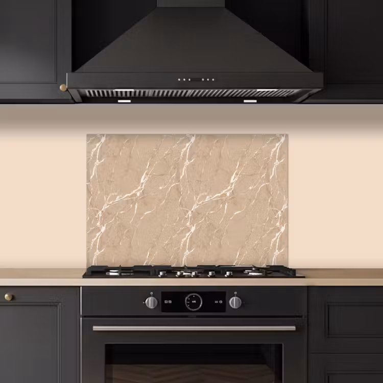 Spatscherm keuken - Beige - Marmer - Organisch - Wit — 2