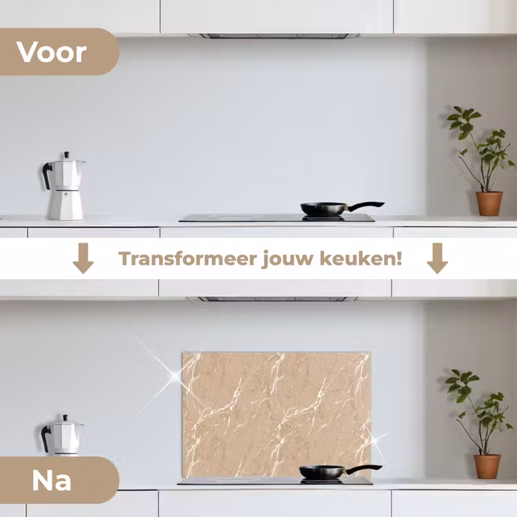 Spatscherm keuken - Beige - Marmer - Organisch - Wit — 3