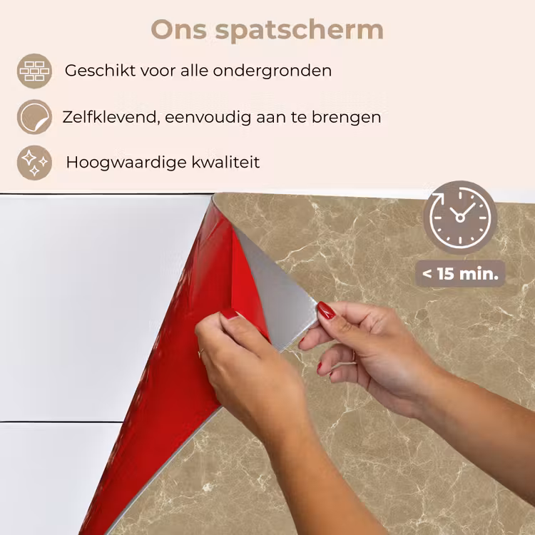 Spatscherm keuken - Beige - Marmer - Witte aders — 4