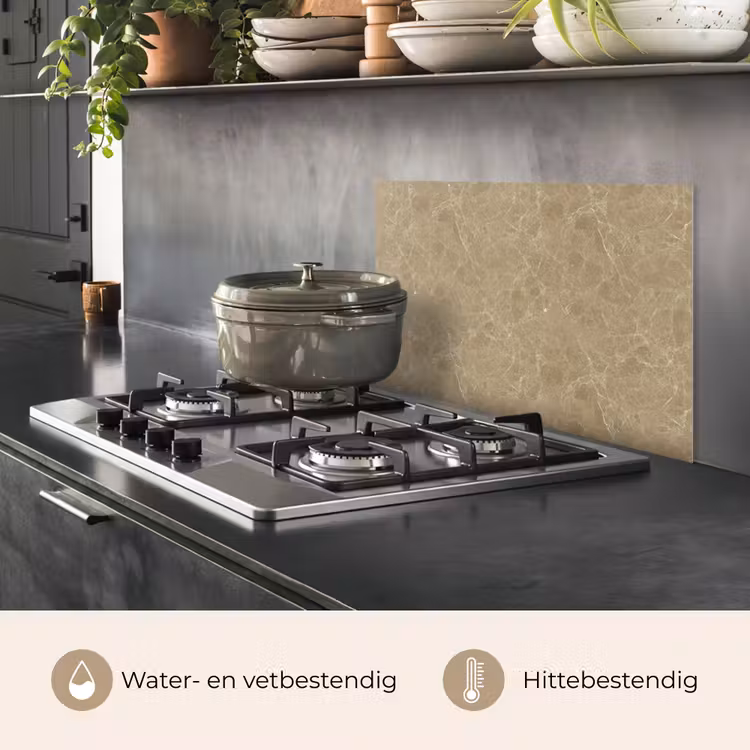 Spatscherm keuken - Beige - Marmer - Witte aders — 7