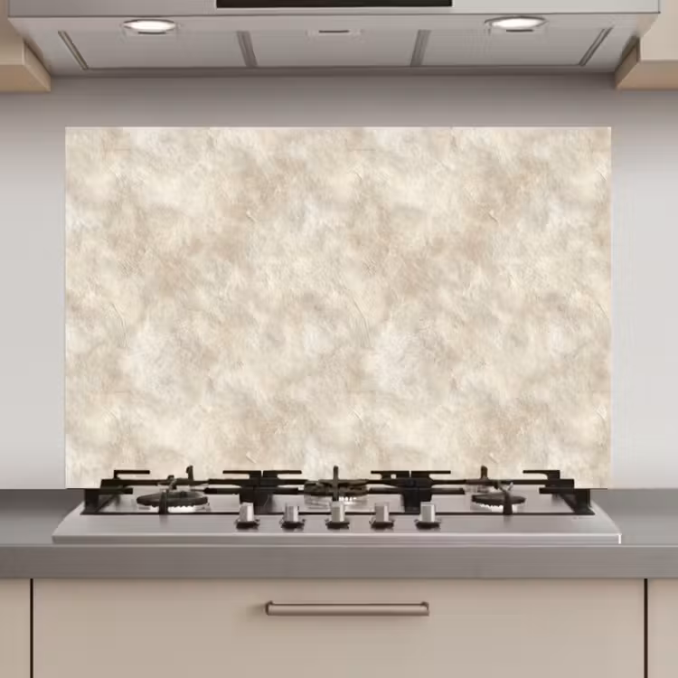 Spatscherm keuken - Beige - Reliëfstructuur - Natuursteen — 1