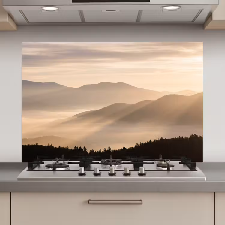Spatscherm keuken - Bergen - Mist - Zonnestralen — 1