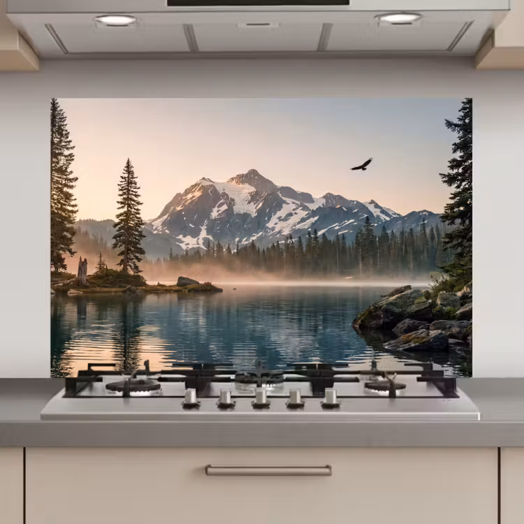 Spatscherm keuken - Bergen - Water - Bomen — 1