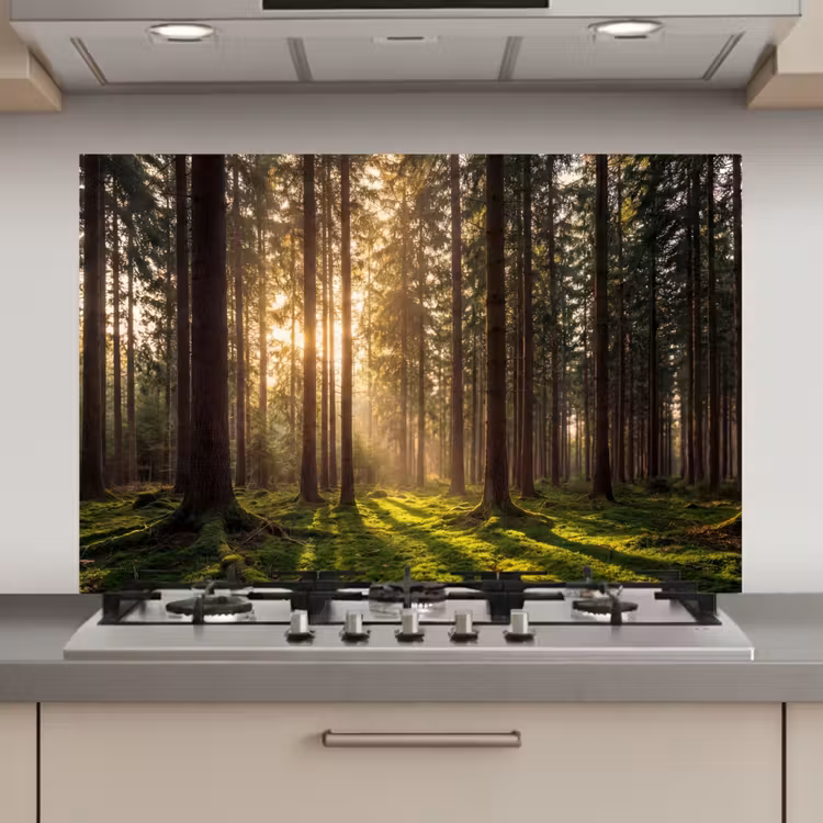 Spatscherm keuken - Bos - Gras - Zonlicht — 1