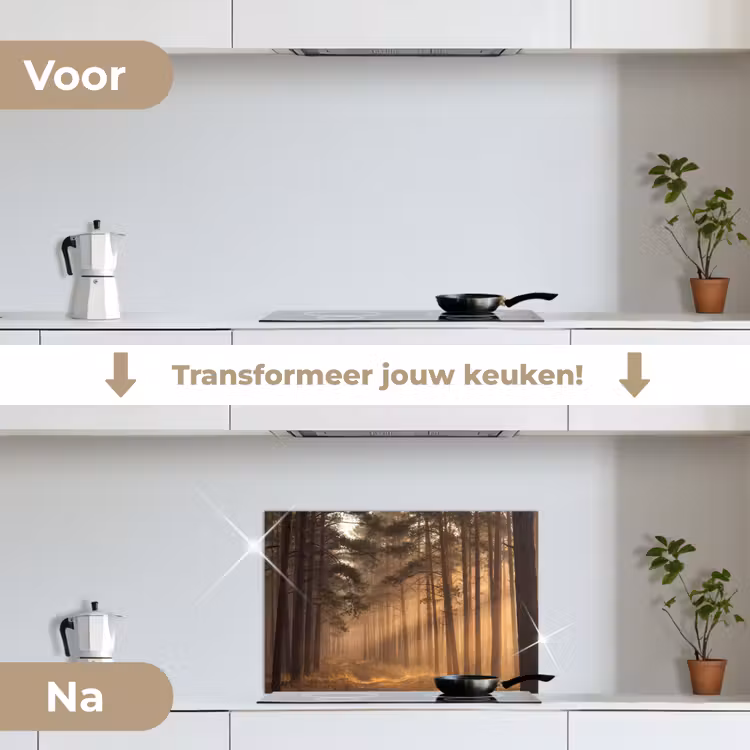 Spatscherm keuken - Bos - Mist - Zonlicht — 3