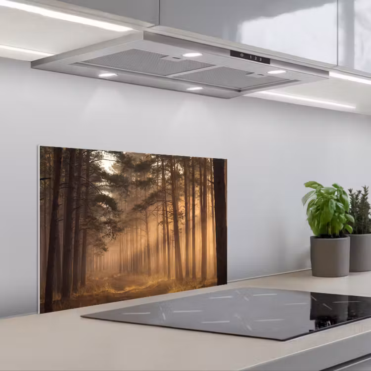 Spatscherm keuken - Bos - Mist - Zonlicht — 5