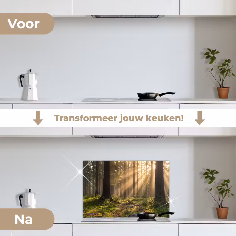 Spatscherm keuken - Bos - Zonlicht - Gras — 3