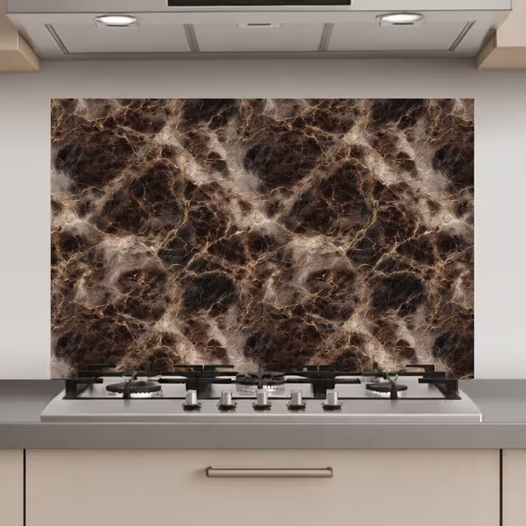 Spatscherm keuken - Bruin - Goud - Marmer — 1