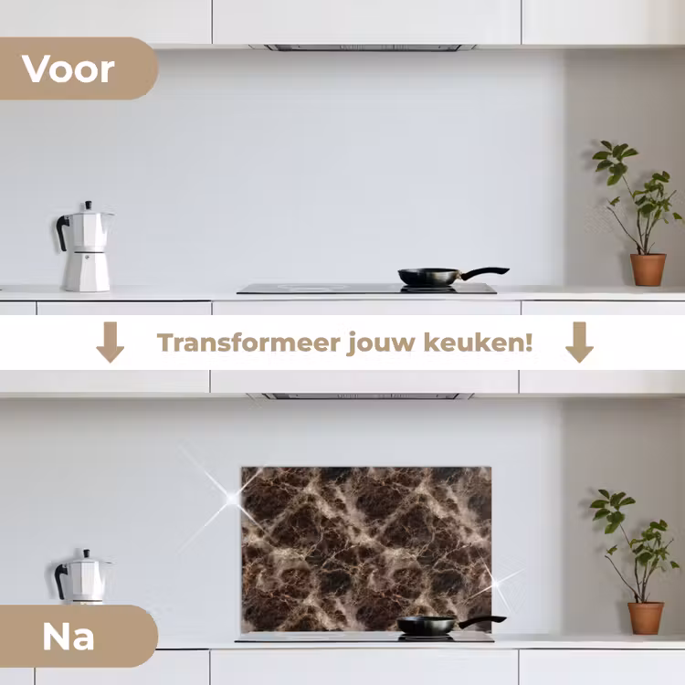 Spatscherm keuken - Bruin - Goud - Marmer — 3