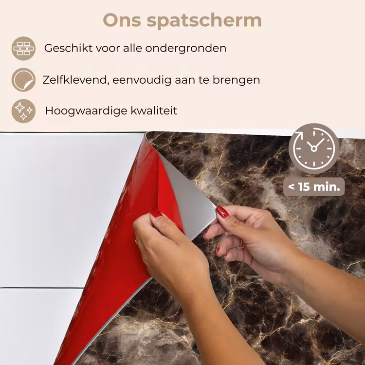 Spatscherm keuken - Bruin - Goud - Marmer — 4