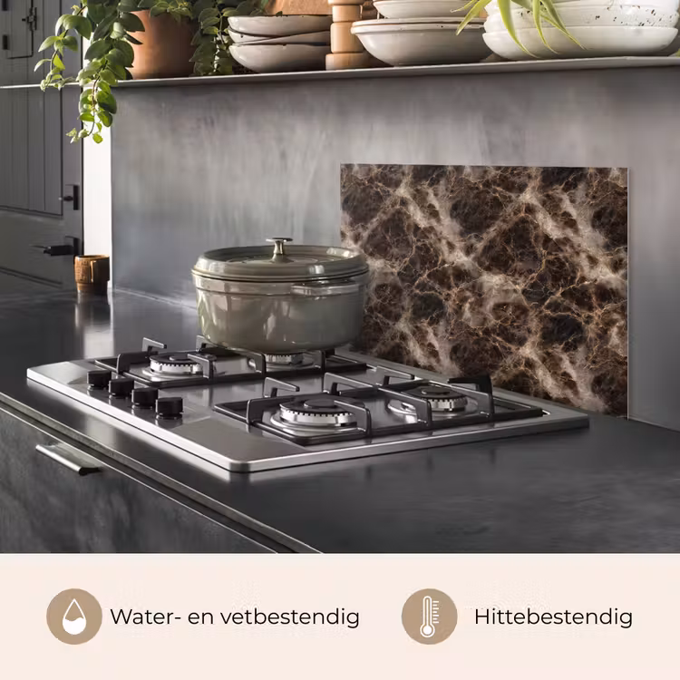 Spatscherm keuken - Bruin - Goud - Marmer — 7