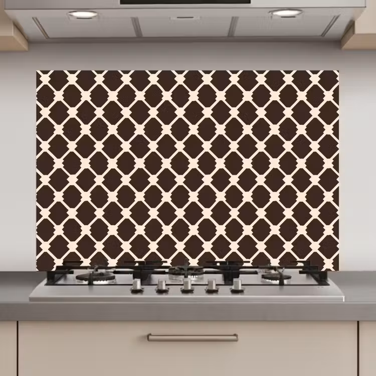 Spatscherm keuken - Bruin - Ruitpatroon - Geometrisch — 1