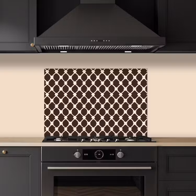 Spatscherm keuken - Bruin - Ruitpatroon - Geometrisch — 2