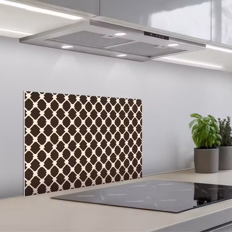 Spatscherm keuken - Bruin - Ruitpatroon - Geometrisch — 5