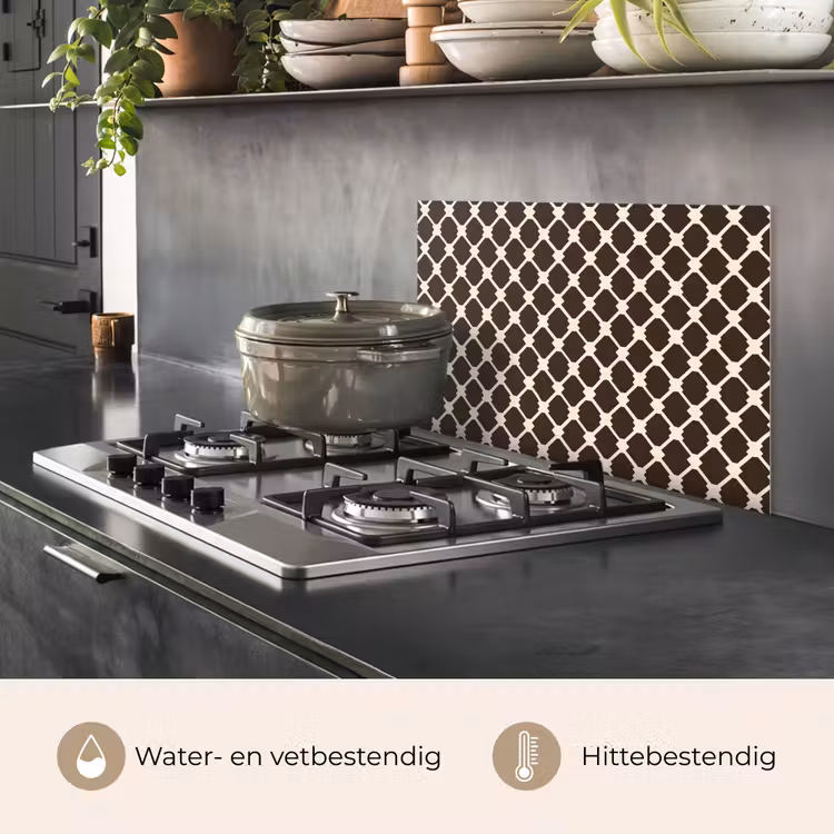 Spatscherm keuken - Bruin - Ruitpatroon - Geometrisch — 7